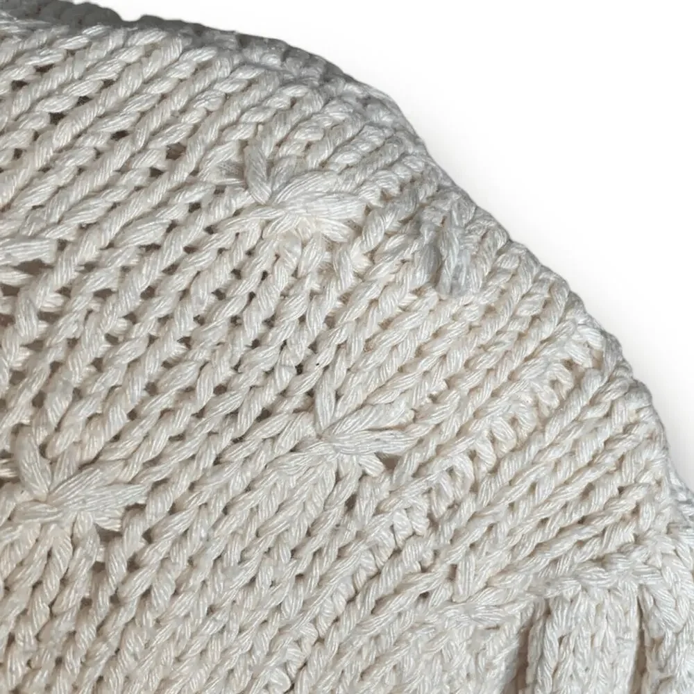 Vintage Liz Claiborne Cream Floral Cable Knit Chunky Sweater 90s Cottage Botanic